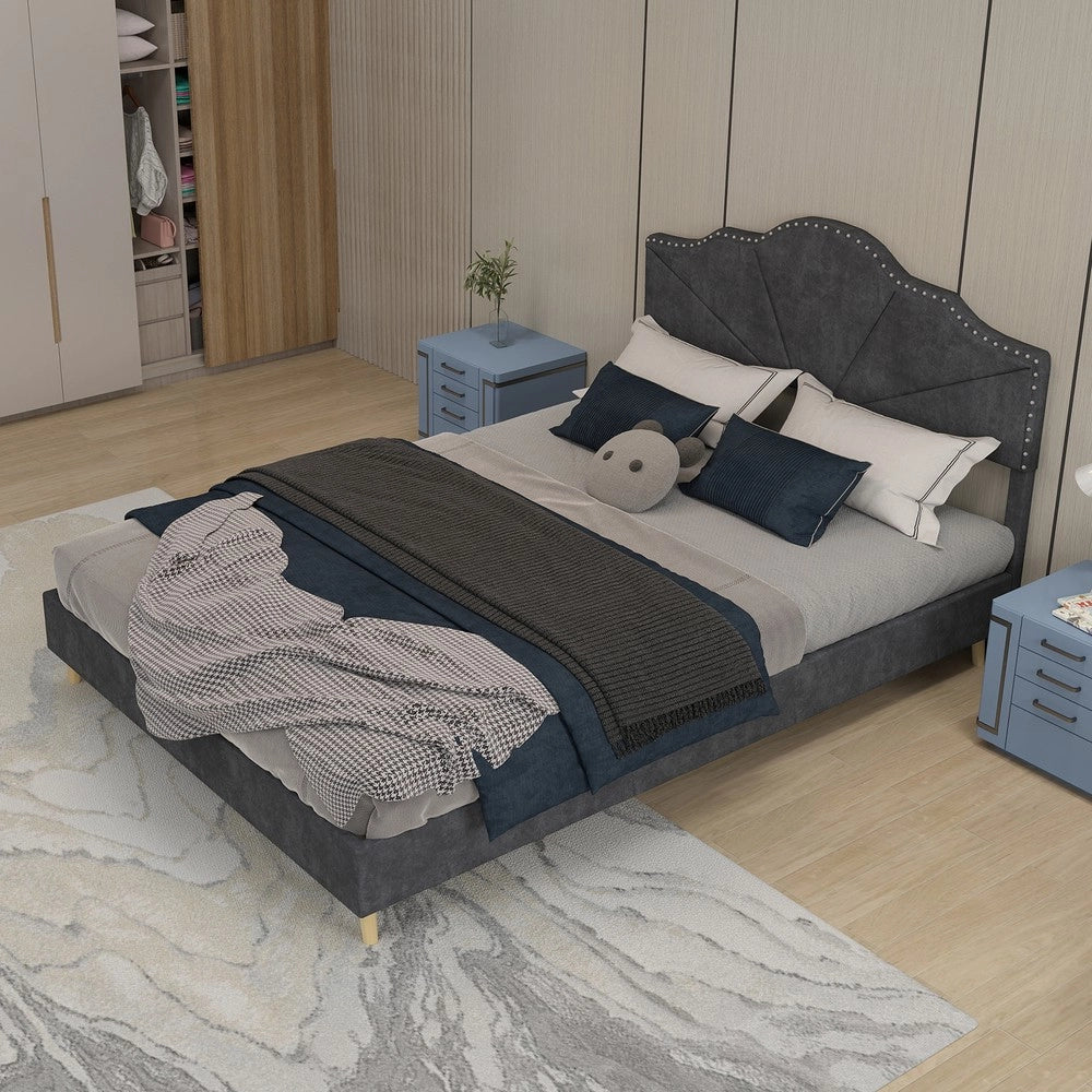 Letto imbottito con testiera ¨C Minimal ¨C Grigio 140x200cm