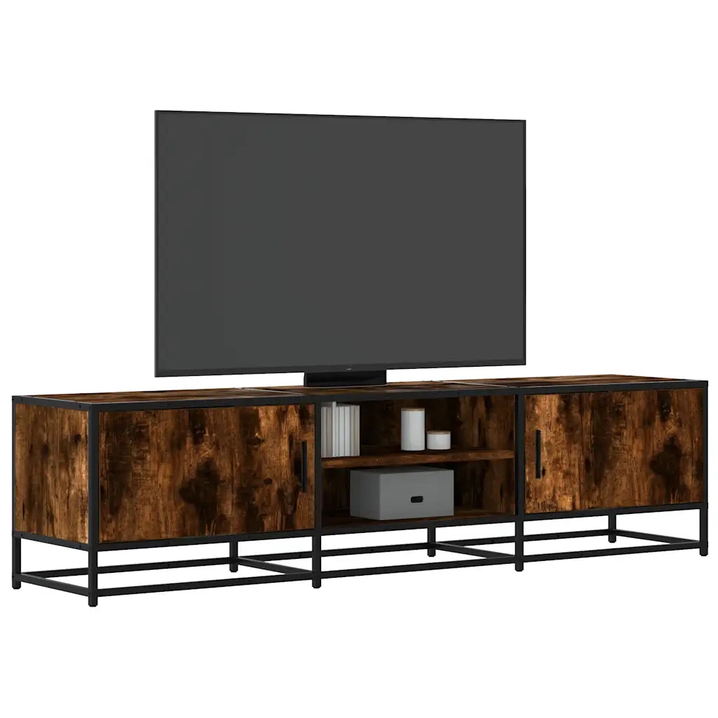Mobile TV Rovere Fumo 160x35x41 cm Legno Multistrato e Metallo 848846