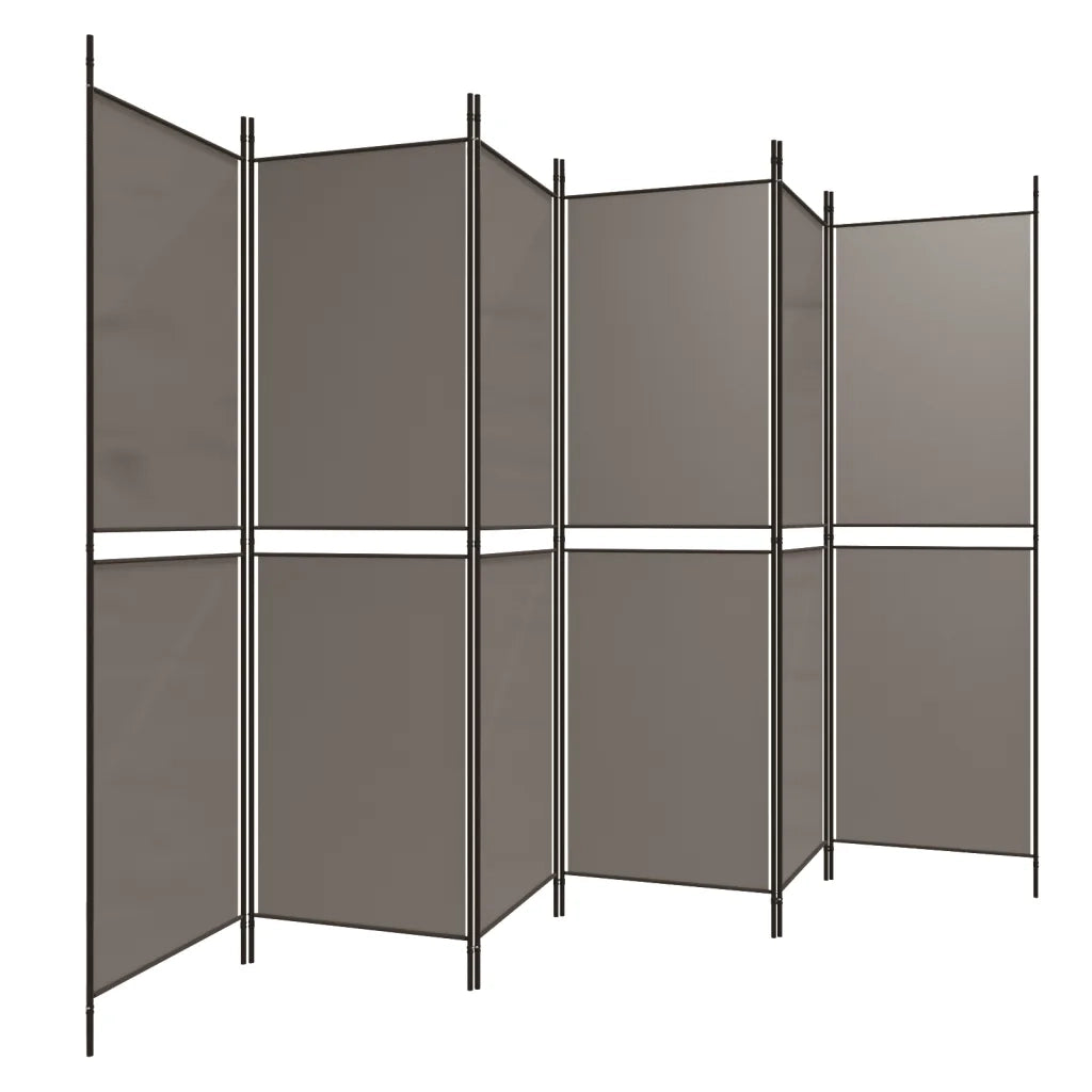 Divisorio a 6 Pannelli Antracite 300x220 cm Tessuto 350256