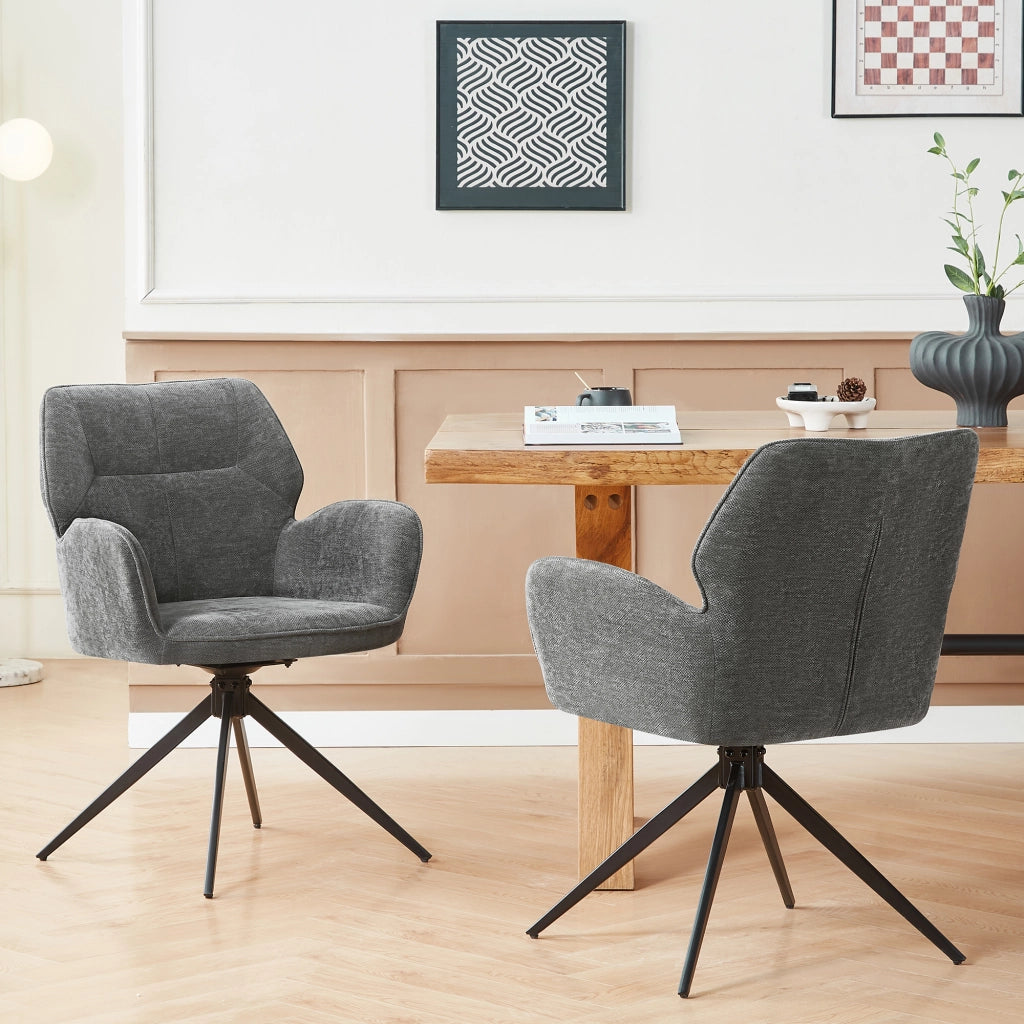 SEDIA Girevole Set da 2 pezzi 60 x 56 x 59 cm Chenille Grigio Scuro