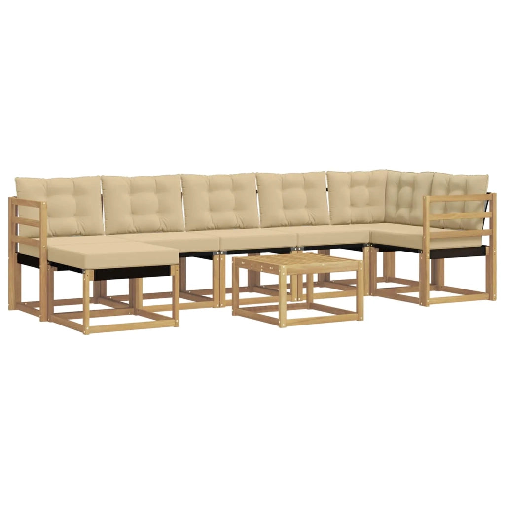 Set di divani da esterno con cuscino 8 pcs Bianco e Beige