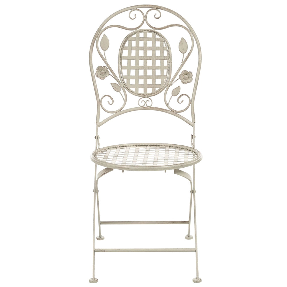 Set di 2 Sedie da Giardino Bistro Pieghevoli in Metallo Bianco Sporco