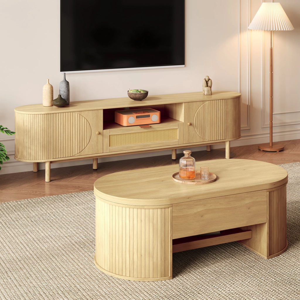 Set soggiorno con tavolino elevabile e mobile TV in MDF