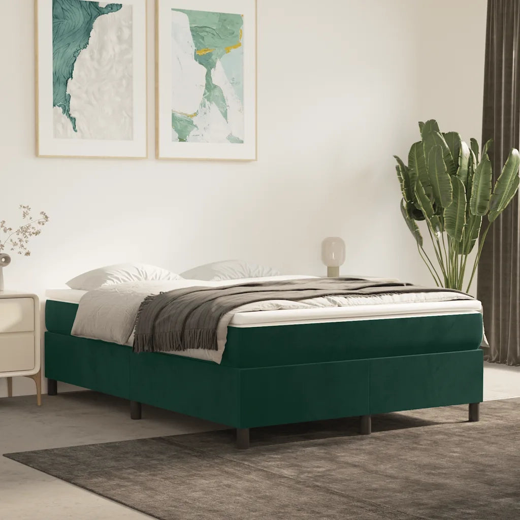 Struttura Letto a Rete a Molle-Giroletto Verde Scuro 140x190 cm in Velluto 227423