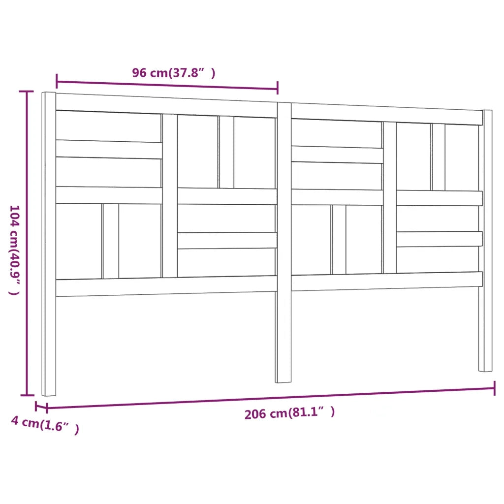 Testiera per Letto 206x4x104 cm in Legno Massello di Pino