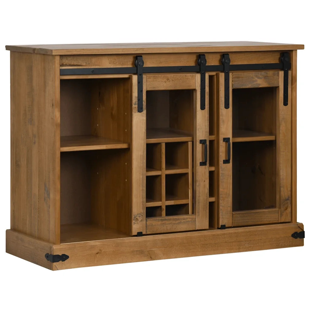 Credenza HALDEN 2 Ante Scorrevoli 112x40x80 cm Legno Massello