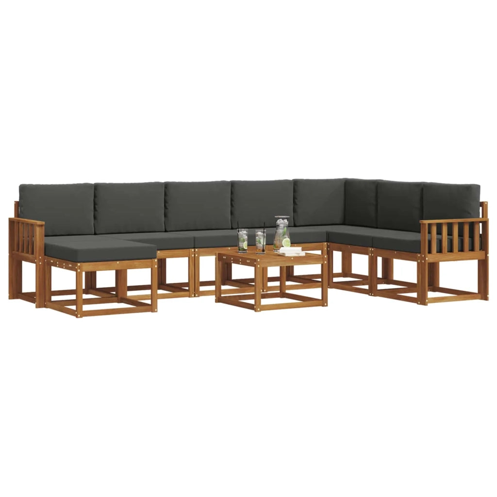 Set di divani da esterno con cuscino 9 pcs Naturale e Antracite 3366845