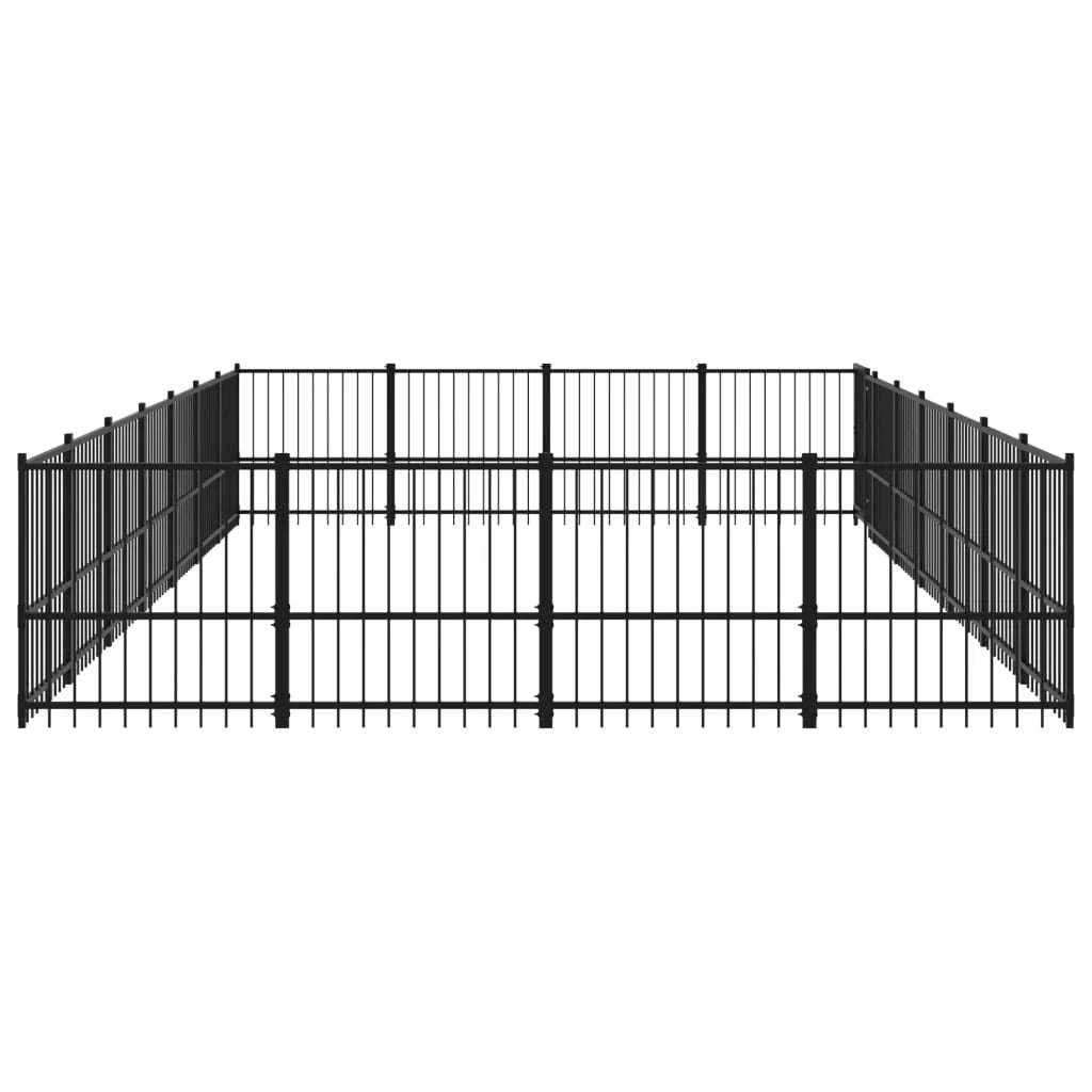 Gabbia per cuccia recinto per animali da esterno per cani in acciaio 26,35 m² nero 02_0041824