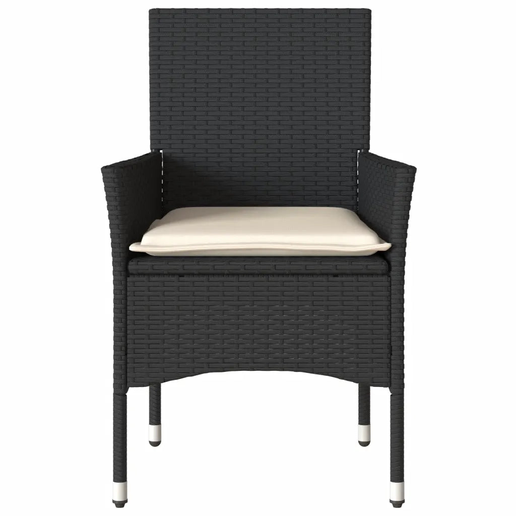 Sedie da Giardino con Cuscini 2 pz | Sedie da Esterno Nere in Polyrattan