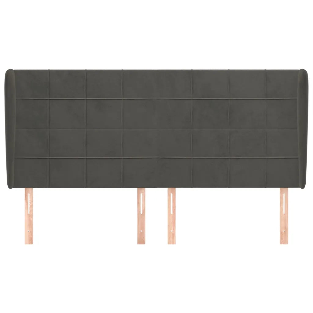 Testiera | Testata ad Orecchio Nera 163x23x118/128 cm in Velluto