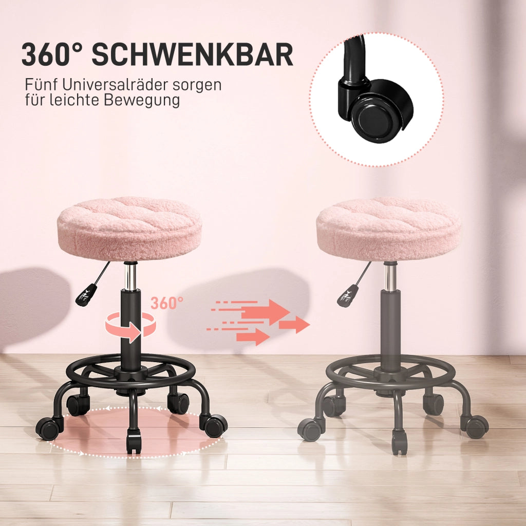 Sgabello Girevole Regolabile in Altezza ¨C zephmum ¨C Rosa ?50x50-66 cm