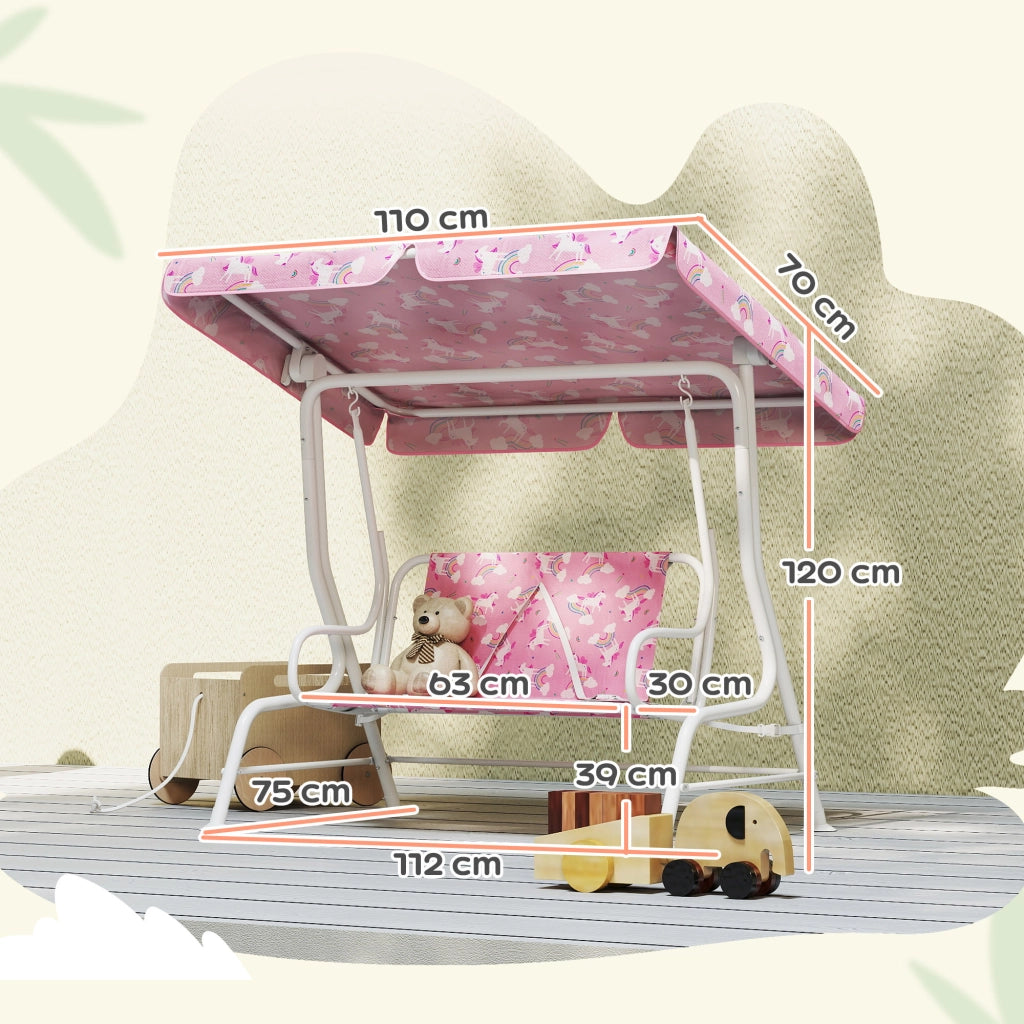 Dondolo per Bambini Altalena da Giardino 2 Posti 112x75x120 cm Rosa