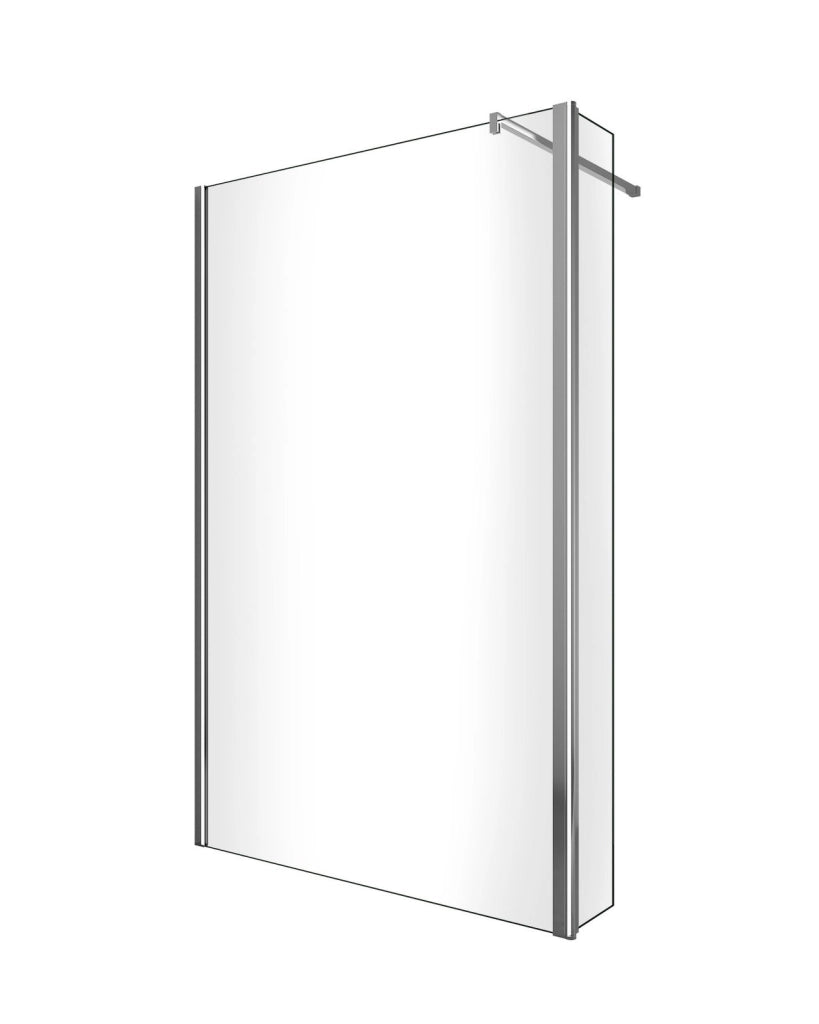 Parete doccia walk-in con antina girevole para schizzi laterale, cristallo 8mm trasparente H.200 Sicena Delifia Trasparente 8mm,110 + Antina 40 cm