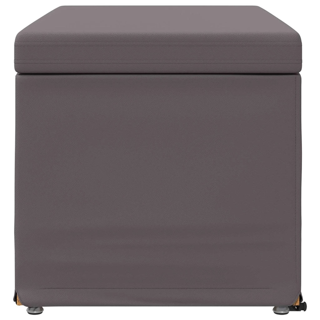 Pouf Grigio Pelle Sintetica e Legno Ingegnerizzato