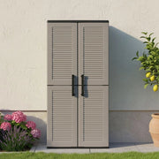 Armadio multiuso da esterno o Akina, Mobile a 2 ante e 3 ripiani regolabili in polipropilene, 100% Made in Italy, cm 68x37h163, colore Grigio