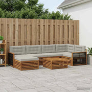 Set di divani da esterno 7 pz Naturale e Grigio Chiaro 3383594