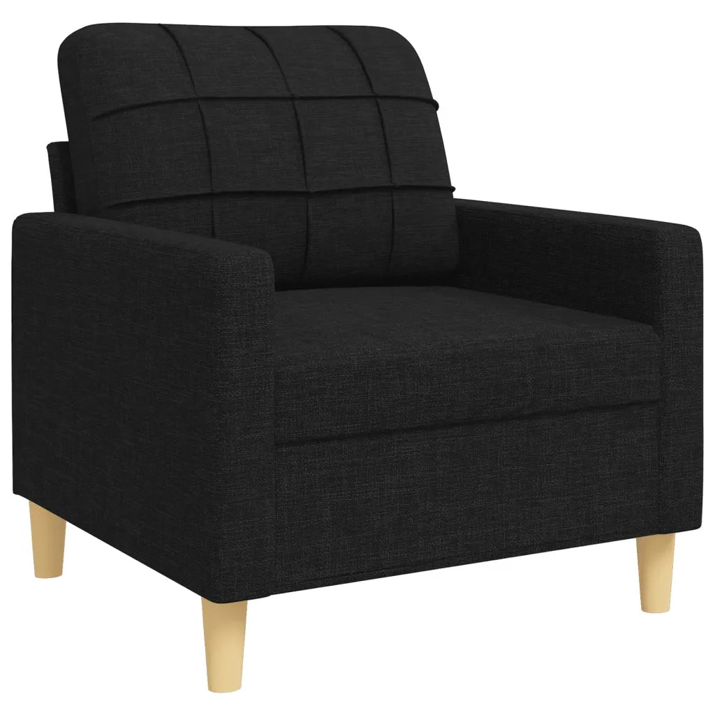 Set Divani 4 pz con Poggiapiedi e Cuscini Nero in Tessuto 3278315