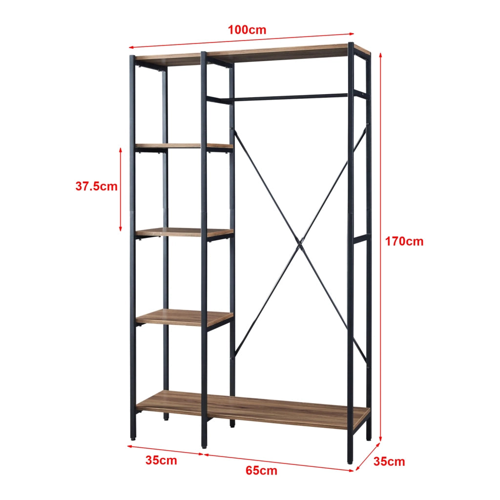 Appendiabiti Hvidovre 170 x 100 x 35 cm effetto legno nero 03_0008135