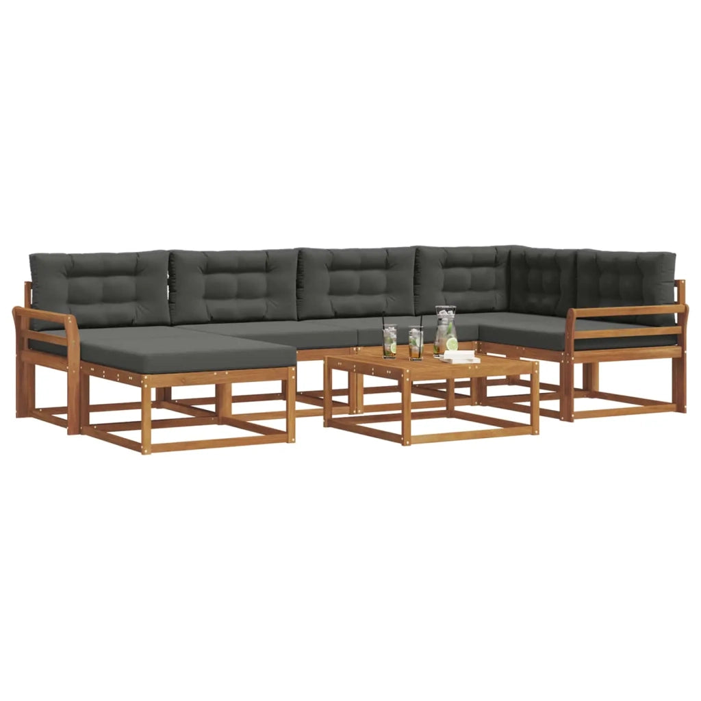 Set di divani da esterno con cuscino 7 pcs Naturale e Antracite 3367860