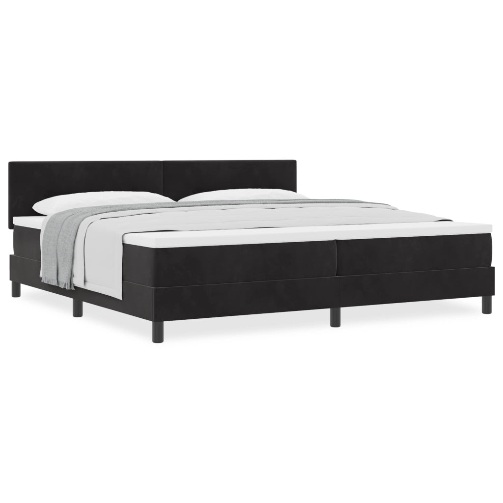 letto box spring  con materasso nero 200x200 cm in velluto