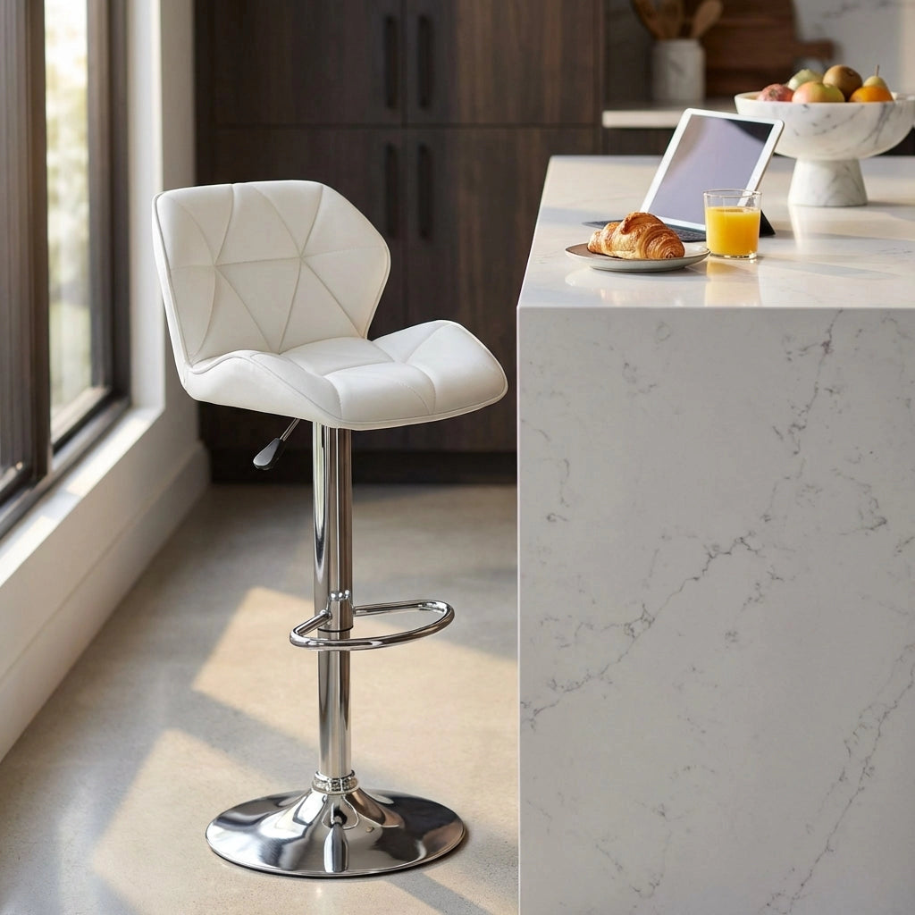 Sgabello Moderno per Sala da Pranzo in Ecopelle Metallo cm 48x44x106 - PETER