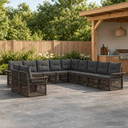 Set Divano da Giardino 11 pz Grigio polyrattan 3434882