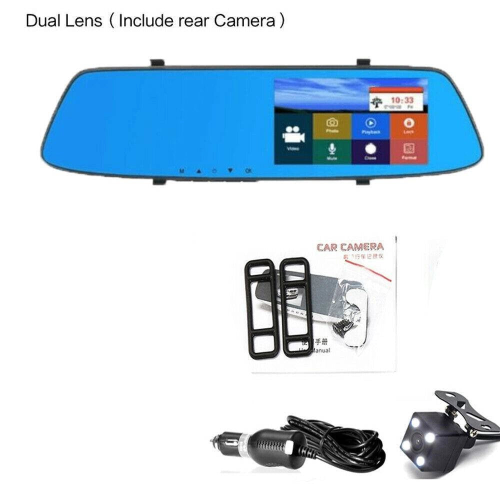 Trade Shop - Specchietto Retrovisore Touch Dvr 4.3" Full Hd Tf Camera Anteriore Posteriore -