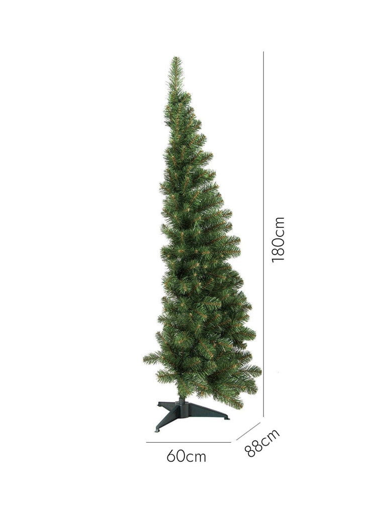 Albero di Natale Noel, Mezzo Albero da parete artificiale extra folto, Albero effetto reale in PVC, 361 rami, Altezza cm 180