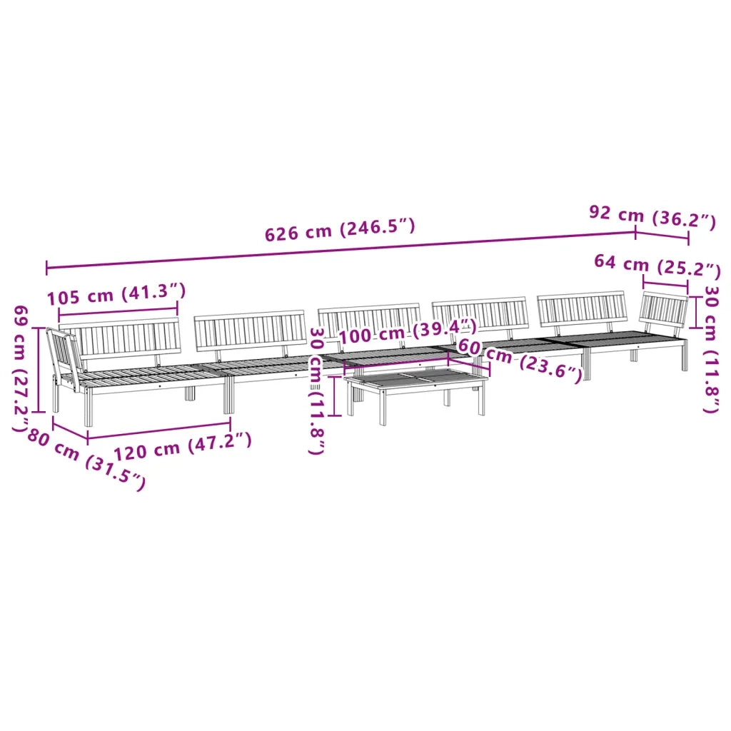 Set Divano Pallet da Giardino 6 pz in Legno Massello di Acacia 3209441