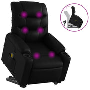 Poltrona | Sedia Relax Alzapersona Reclinabile Massaggio Nero Similpelle