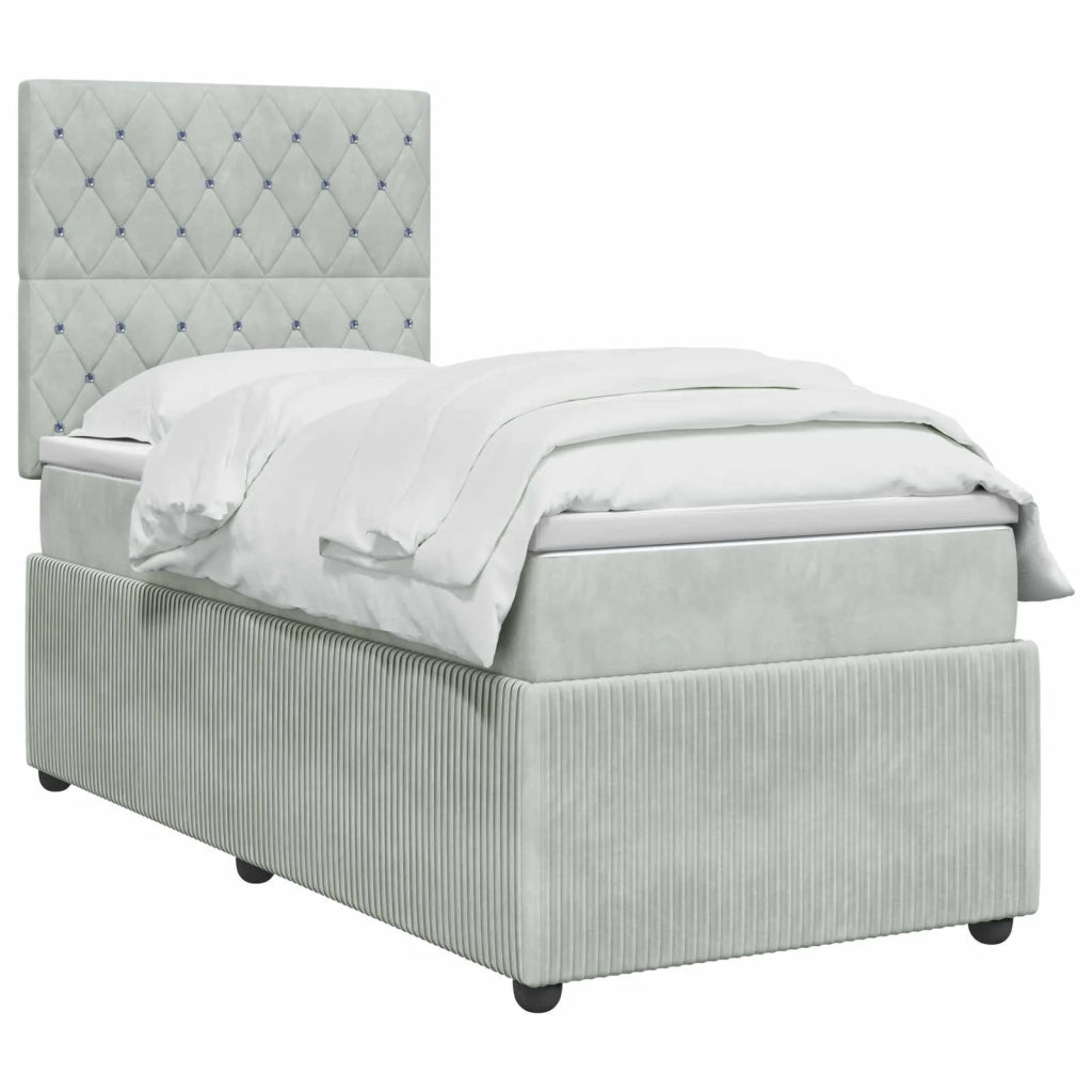 Letto box spring con materasso Grigio Chiaro 80 x 200 cm 3454487