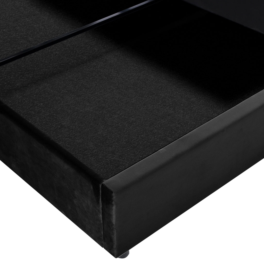 Letto Contenitore 140 x 200 cm; Letto Matrimoniale con Testiera Regolabile e Vano Contenitore; senza Materasso; Nero