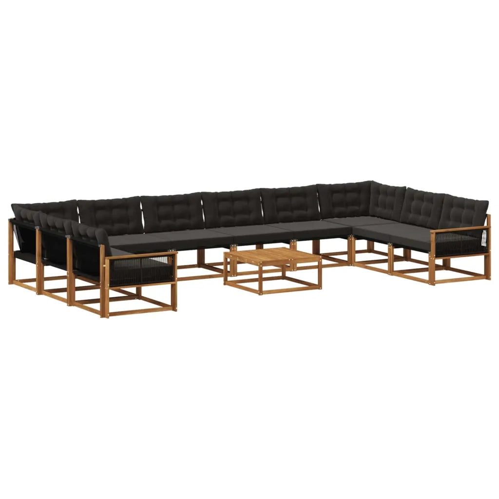 Set di divani da esterno con cuscino 11 pcs Naturale e Nero 3381728