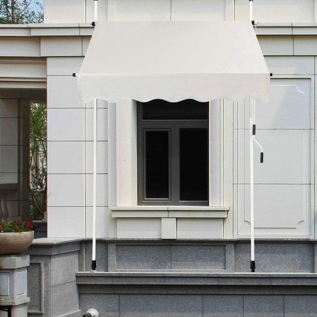 Tenda da Sole per Esterno, Tenda da Sole a Bracci Estensibili con Struttura Telescopica e Tessuto Resistene ai Raggi Solari, Regolabile in Altezza e in Angolazione (150 x 120 cm Beige)