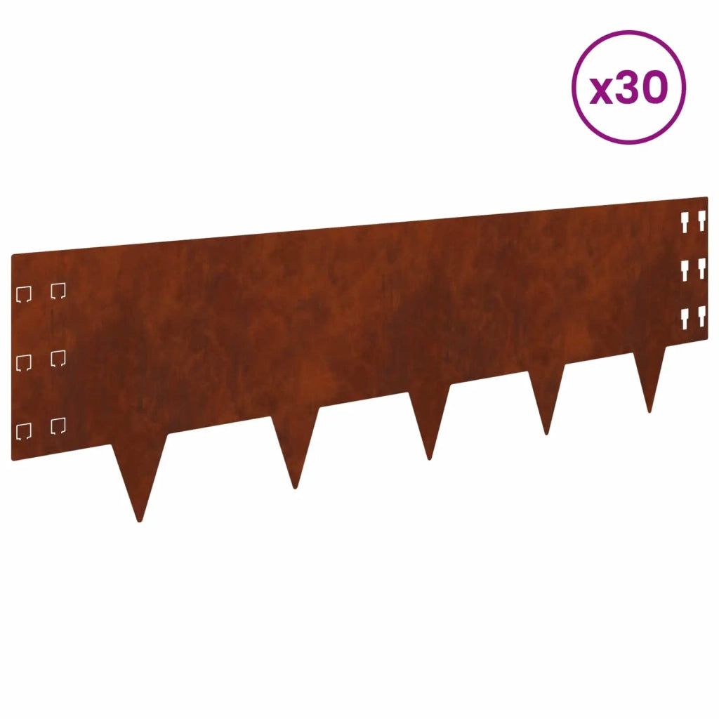 Bordura per Prato 30 pcs 100 x 30 cm Acciaio Ruggine 8008643