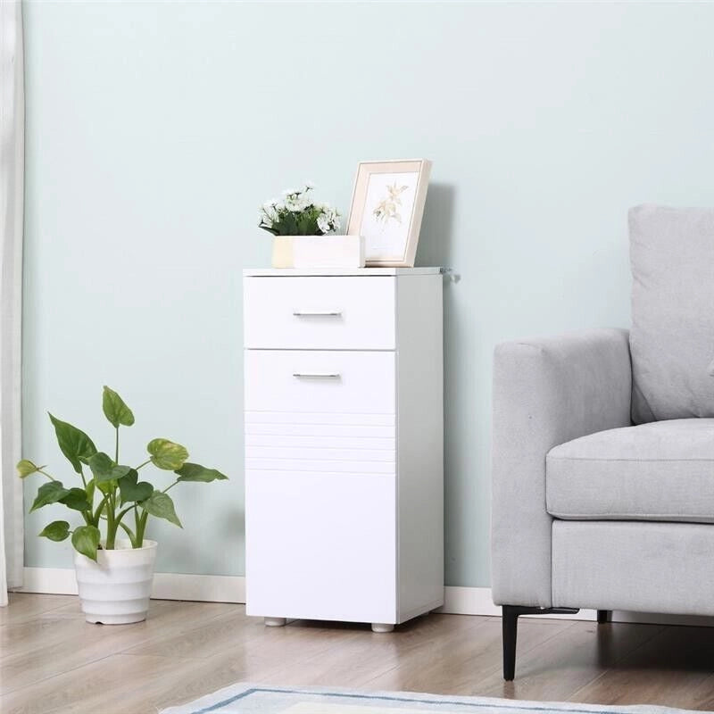 MOBILE BAGNO IN LEGNO CON CASSETTO E 1 ANTA CON MENSOLE 35X30X77.5CM BIANCO