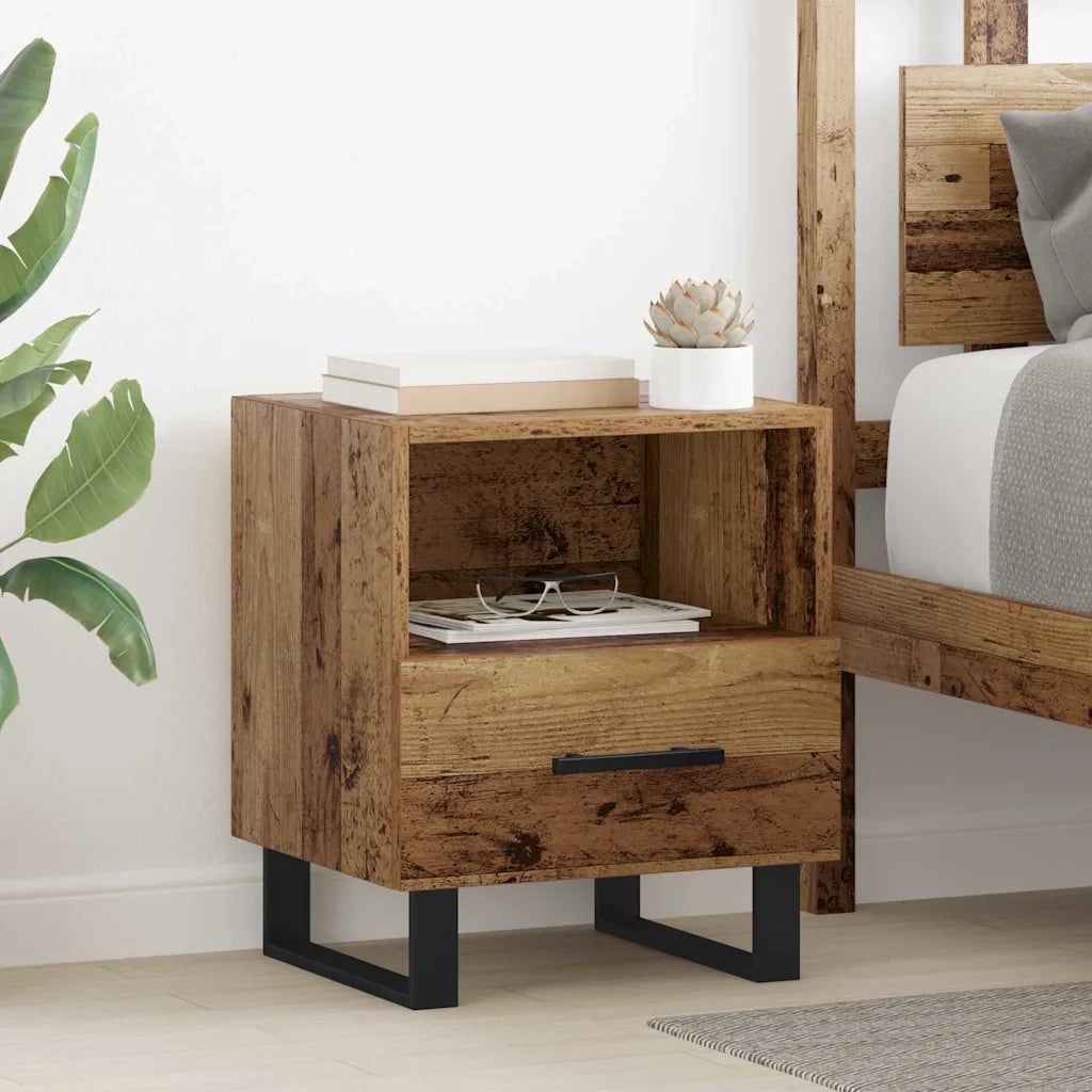 Comodino | Armadio da Notte | Mobiletto da notte con cassetto Legno vecchio 40 x 35 x 47,5 cm