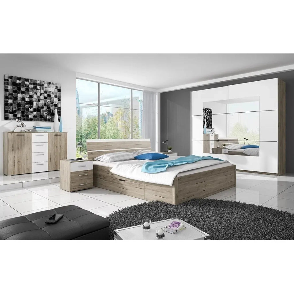 Armadio design 2 porte 200cm colore rovere chiaro e bianco. Collezione EOS