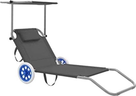 Sedia da Spiaggia Ripiegabile - Sedia da Spiaggia Opaca - Sedia da Spiaggia per Adulti - Sedia da Spiaggia Regolabile - Sedia da Spiaggia con Ruote - Grigio