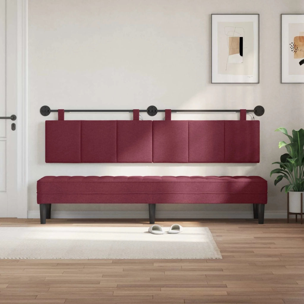 Testiera sospesa Con luce LED Rosso Vino Tessuto 3424831