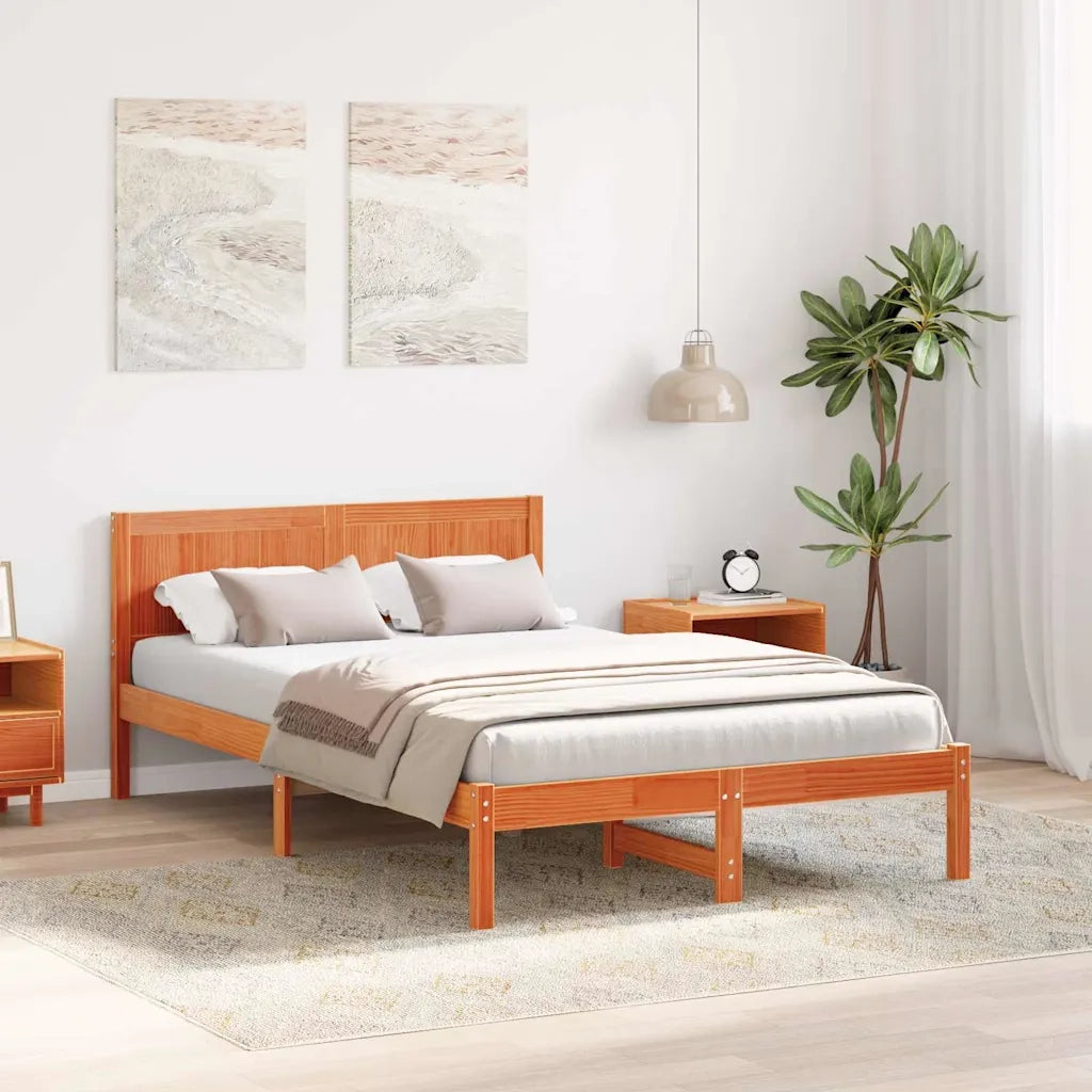 Struttura del letto Marrone 135 x 190 cm Legno massello di pino 872199