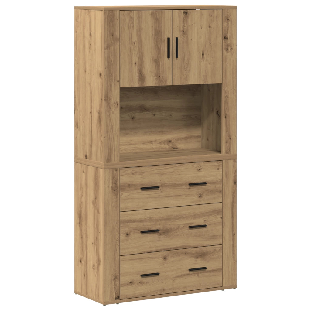 Mobile Alto in Rovere Artigianale 80x33x150 cm Legno Ingegnerizzato