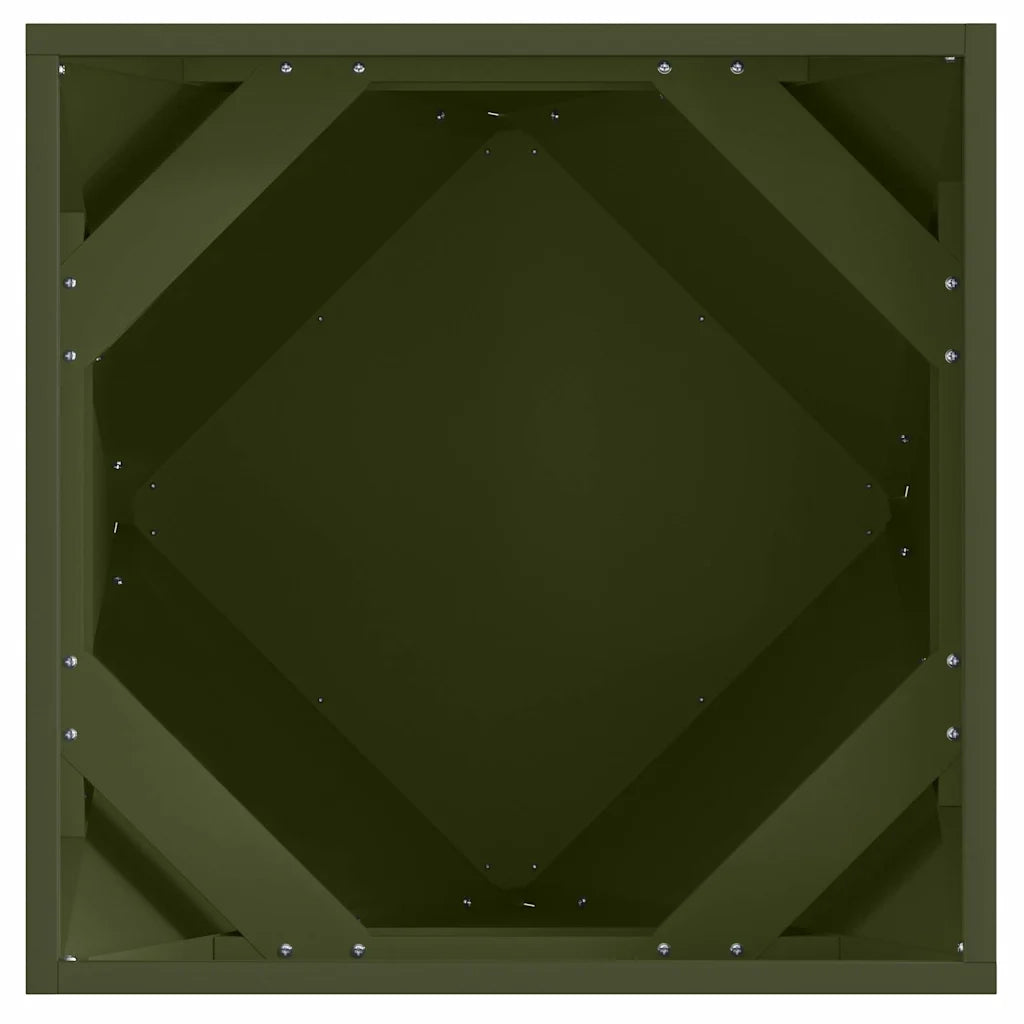 Fioriera 2 pz-Set di 2 Vaso-Contenitore per Piante Verde oliva 50 x 50 x 50 cm Acciaio