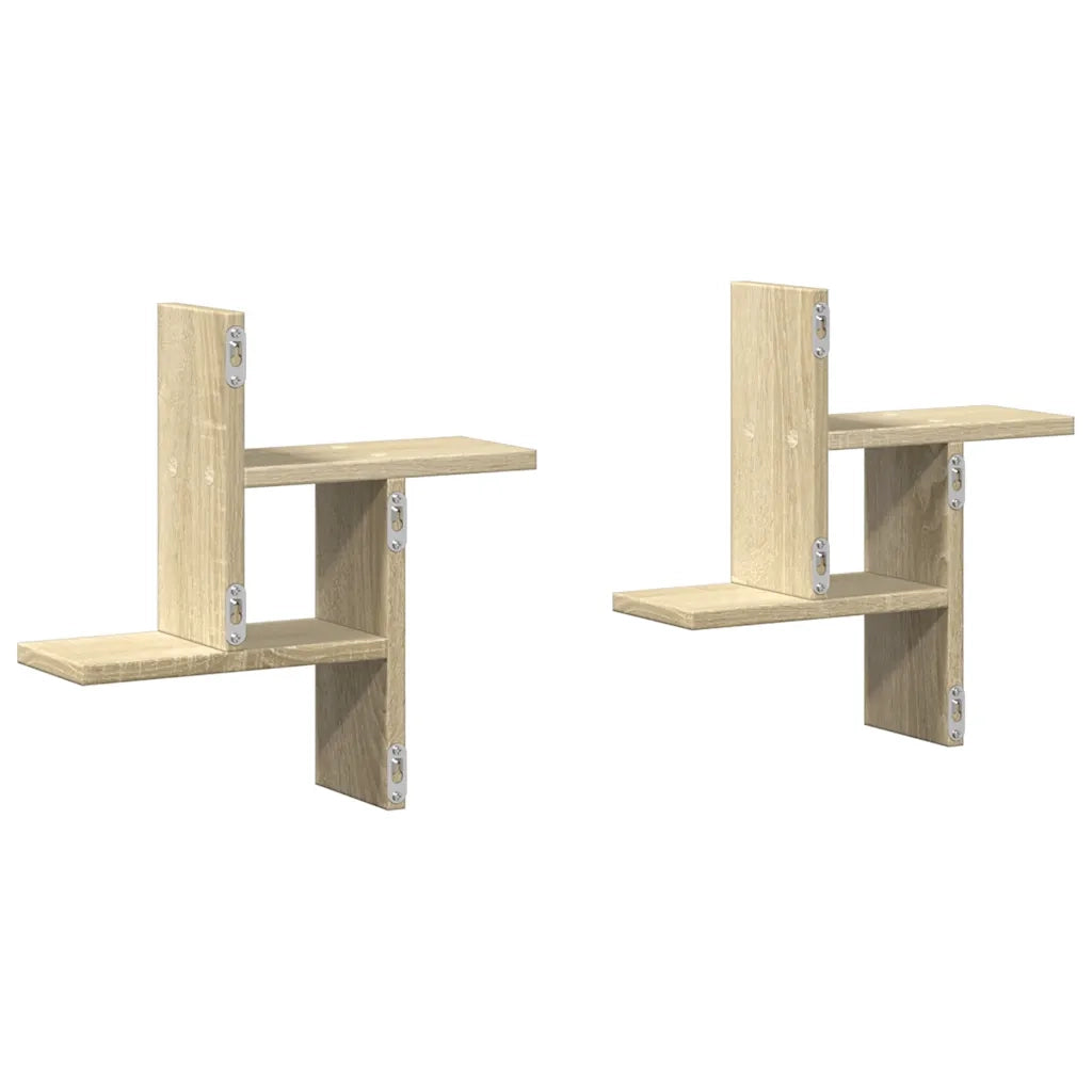 Mensole Parete 2pz Rovere Sonoma 38x12x38 cm in Truciolato