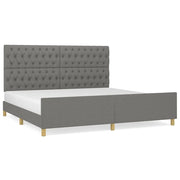 Letto matrimoniale | Letto per adulti | Giroletto con Testiera Grigio Scuro 200x200 cm in Tessuto