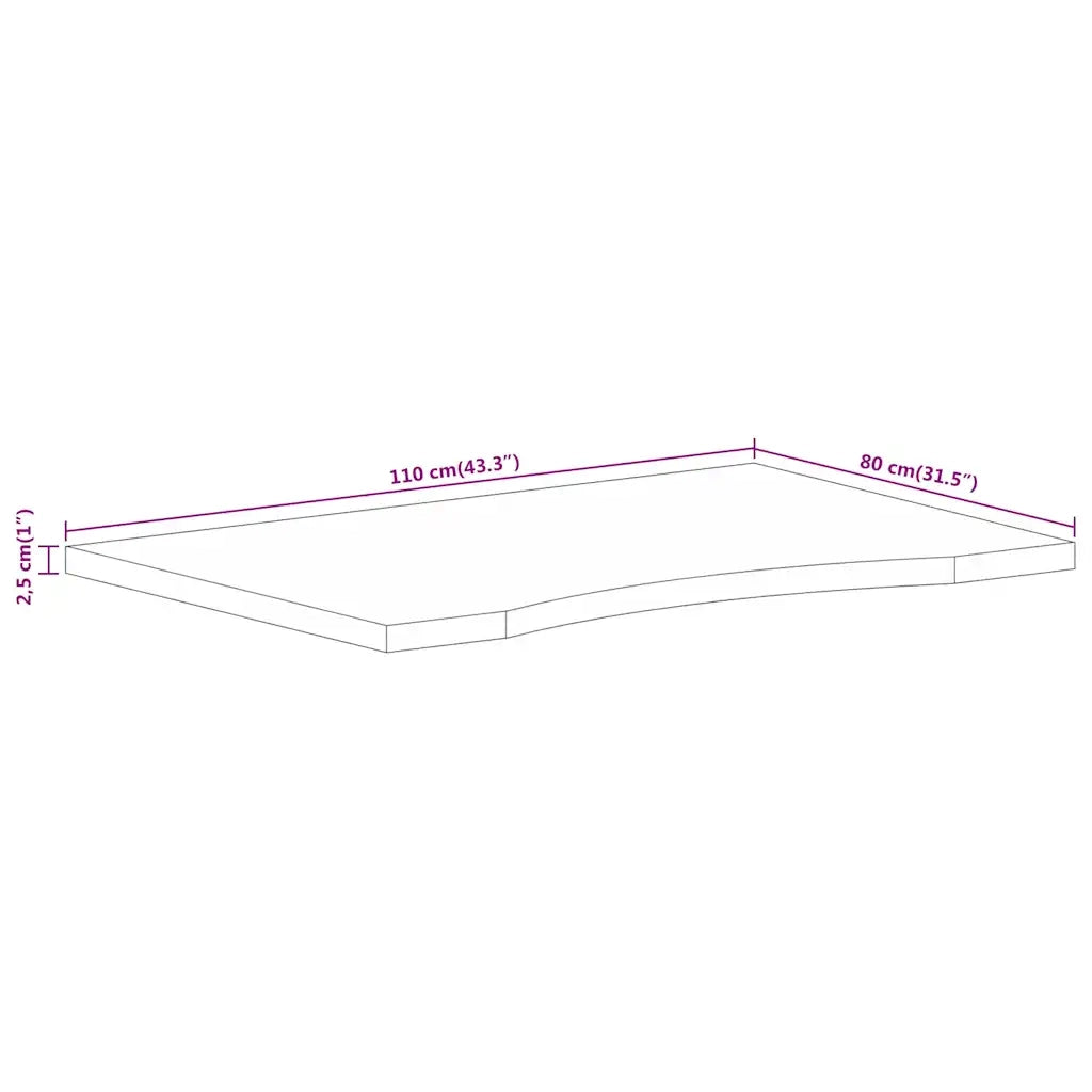Piano Scrivania con Curva 110x80x2,5cm Massello Grezzo di Mango 370206