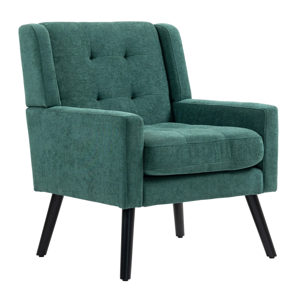 POLTRONA Imbottita 68x29,5x67 cm Verde Retrò in lino e legno massello