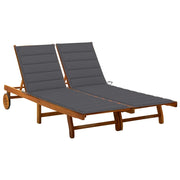Sdraio da Giardino a 2 Posti con Cuscini in Massello di Acacia cod mxl 19736