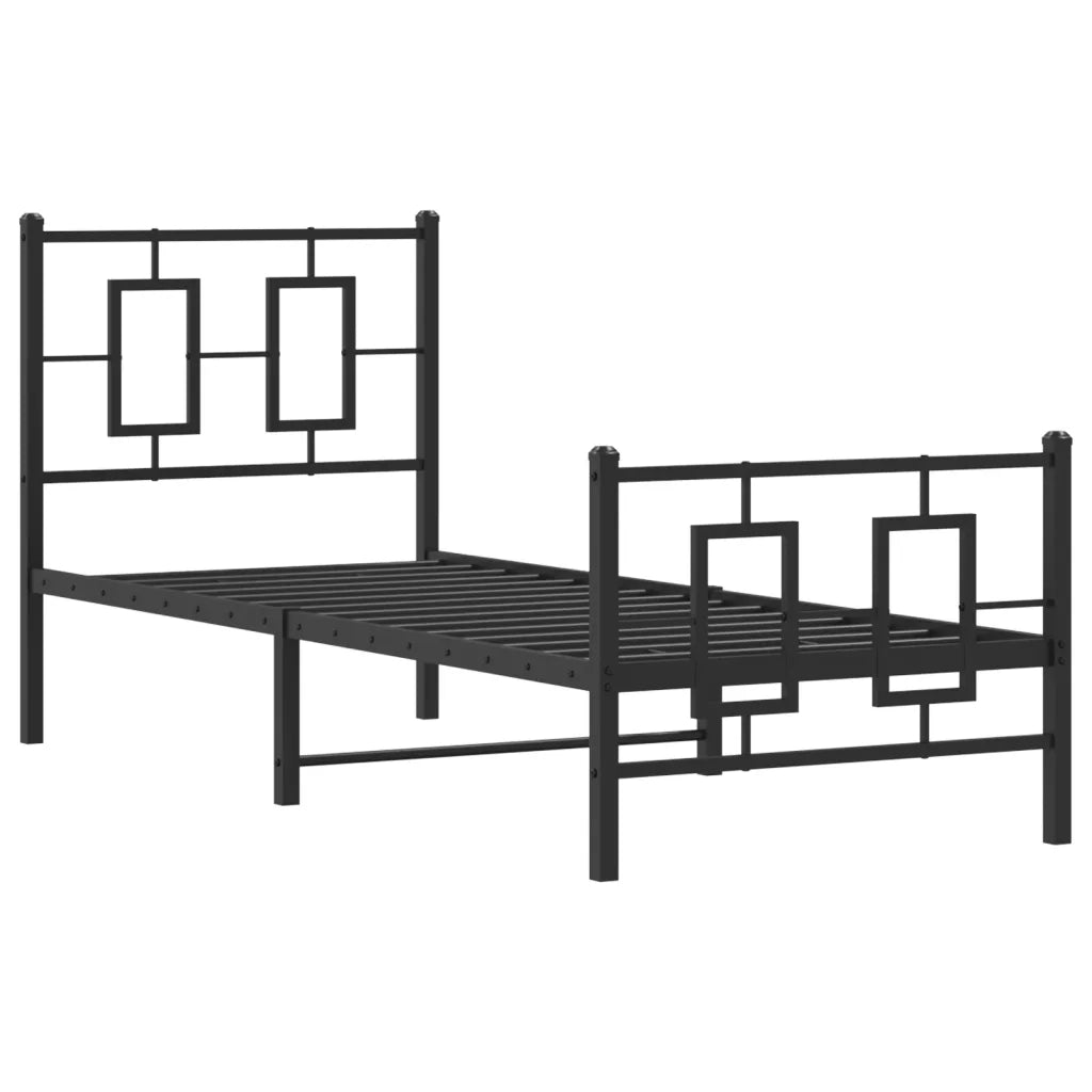 Giroletto con Testiera e Pediera Metallo Nero 75x190 cm 374249