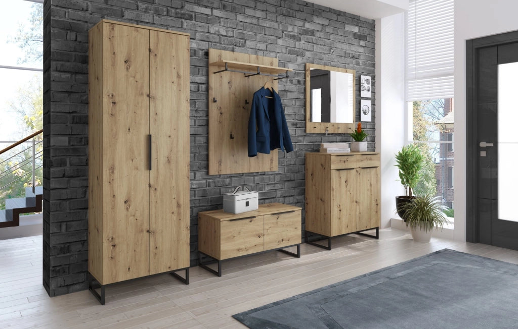 Casazza, Armadio Multiuso 2 Ante 5 Ripiani, 68x197h cm Marrone Rovere Nodi